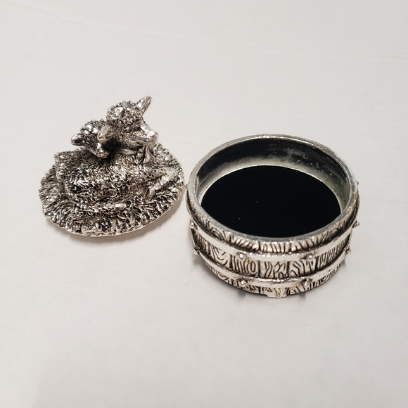 Vintage Silver Tone Sheep Mary Had A Lamb Ornate Jewelry Music Box Trinket New - Picture 4 of 8